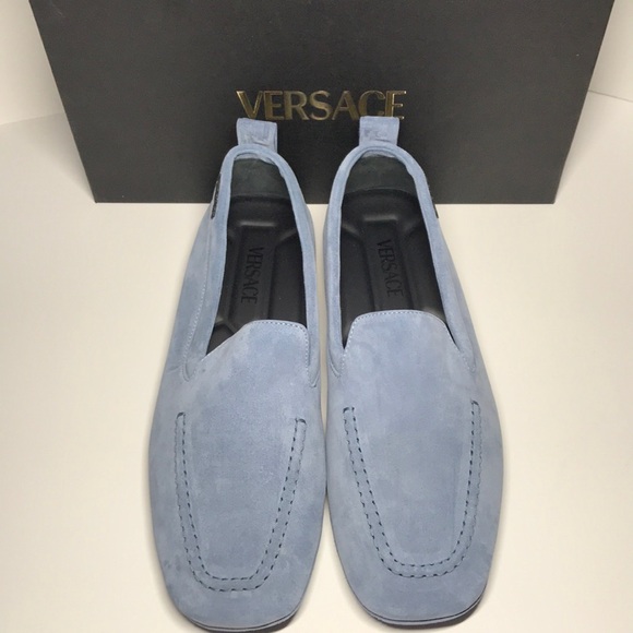 New Authentic Versace Villa Suede Driver Shoes – Blue (Size 47) - Picture 6 of 16